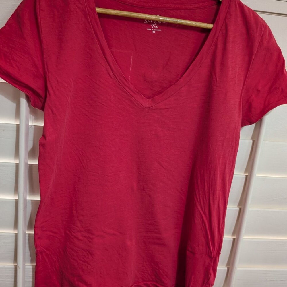 J. Crew Slub Medium Cotton Tee in Red